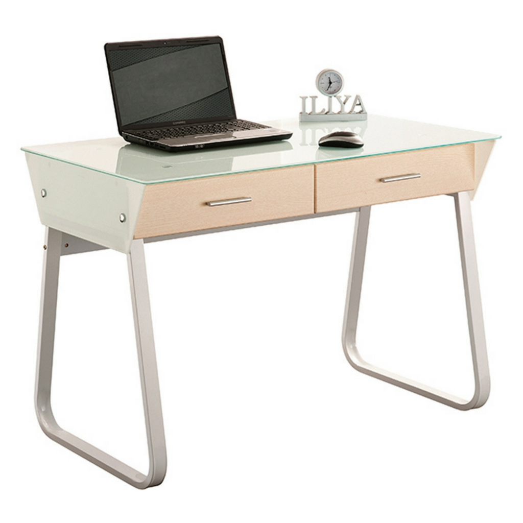 Computer 2 Draws Glass Top White Frame 1100x580x760mm