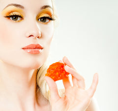 orange makeup is on trend, girl with orange eyeshadow