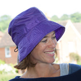 Purple packable summer rain hat