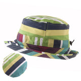 Green stripey packable rain hat