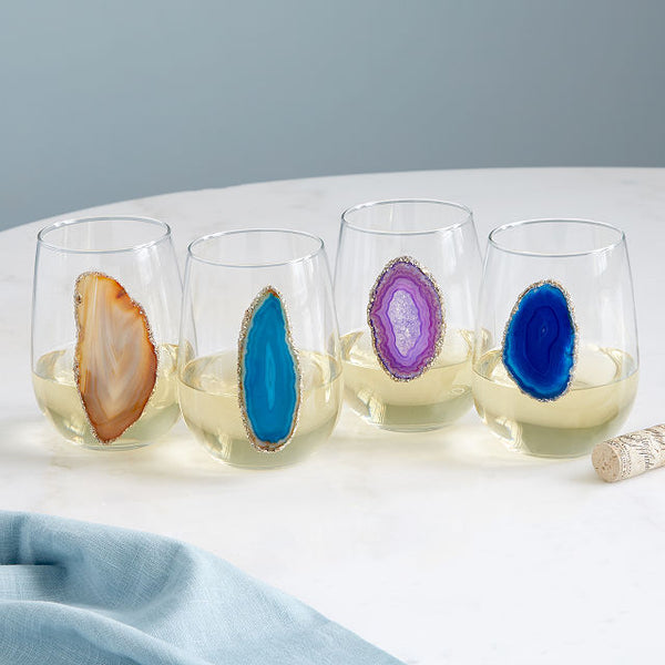 geode stemless wine glasses