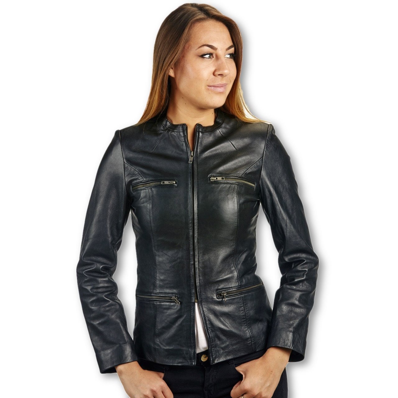 Womens Classic Jessica Lambskin Leather Jacket Womens Leather Jacket ...