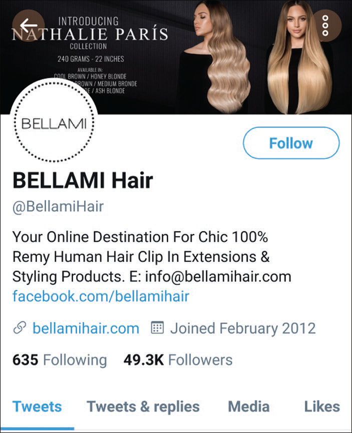 BELLAMI HAIR TWITTER PAGE