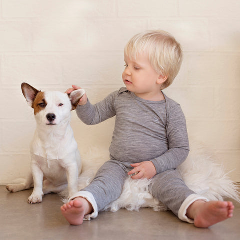 baby boy with doggo