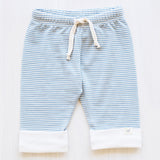 stripe blue organic merino drawstring pants