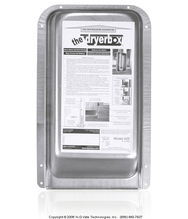 The Dryer Box® 425 Recessed Dryer Vent Box Upward Venting For 2x6 Wa