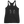 Front view of black racerback tank top with two skulls facing each other