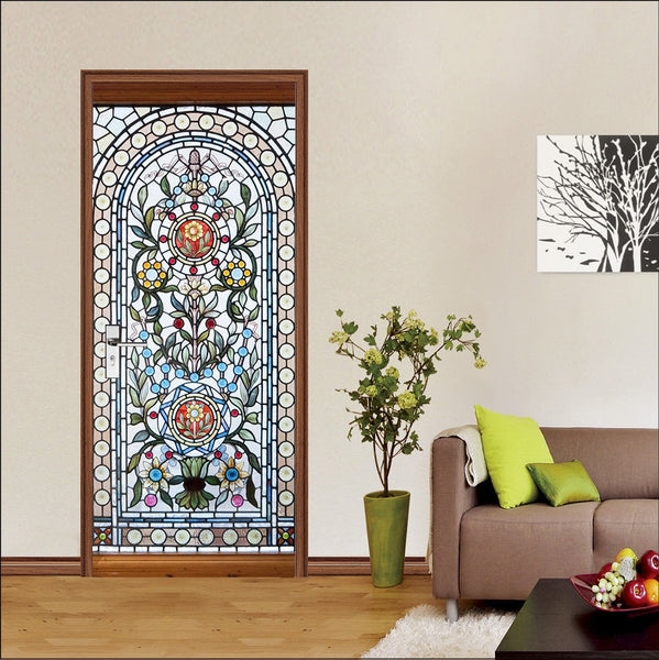 3D classic flower door mural | AJ Wallpaper