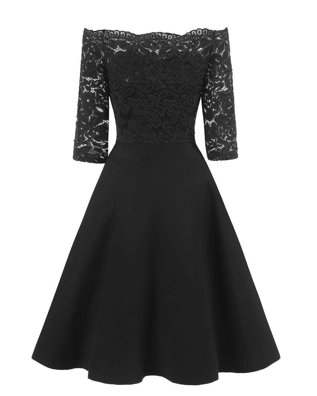 Vintage Short Black Bridesmaid Dresses One Shoulder Lace Prom Dress wi ...
