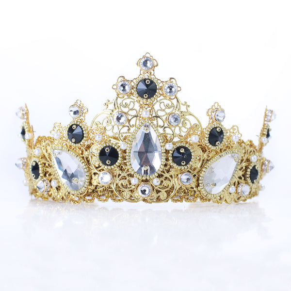ARIENNE White black  crown  woman tiara  gold  black  tiara  