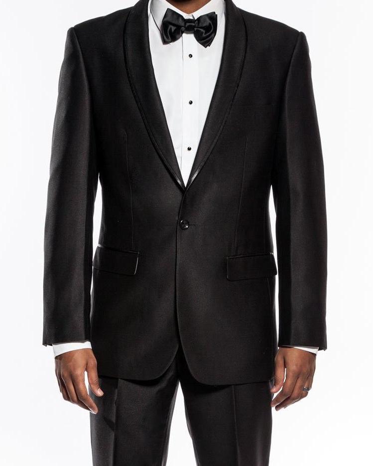 Palazzo Collection - Black Men's Slim Fit 2 Piece Tuxedo Shawl Lapel