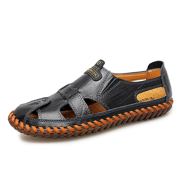 2019 New Quality Genuine Leather Men Sandals Outdoor Summer Flip Flop ...