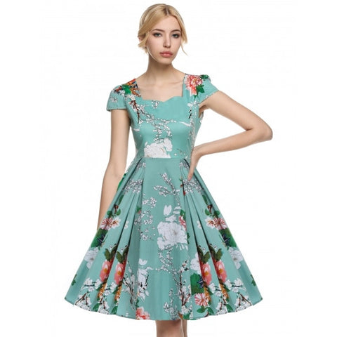 New Women Sexy O-Neck Three Quarter Sleeve Lace Floral Evening Dress ...