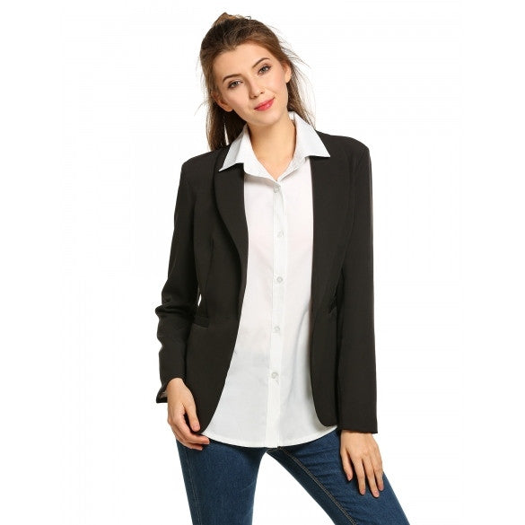 Long Sleeve Shawl Collar Solid Open-Front Blazer Coat – Sheinchic.com