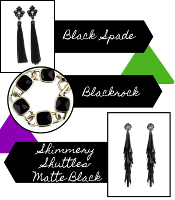 black tassel earrings and bracelet