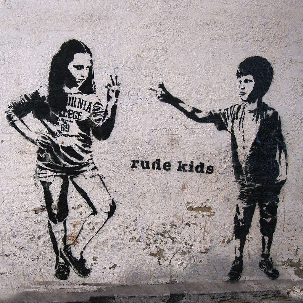 Banksy Rude Kids, Graffiti Street Art - Print on Metal ...