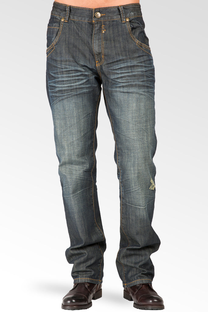 Level 7 Men's Relaxed Straight Dark Vintage Zip Pocket Jeans Premium ...
