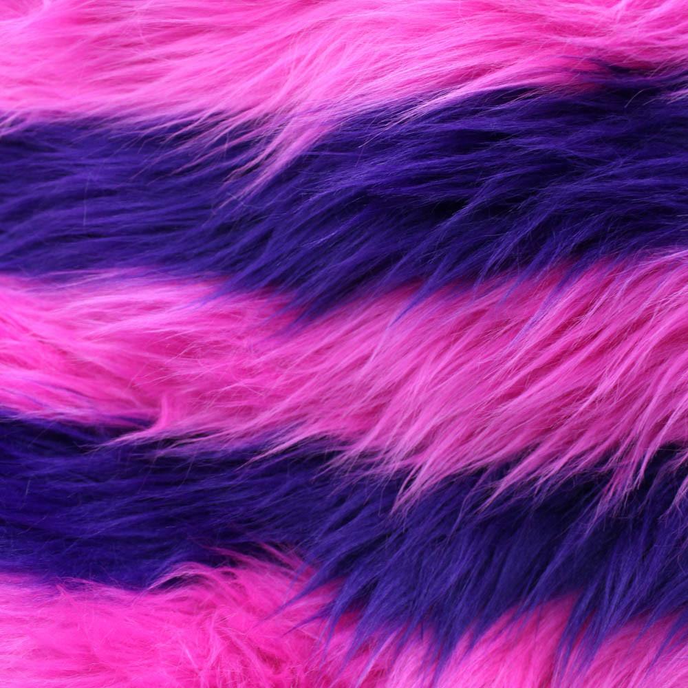 Hot Pink Purple Faux Fur Striped Long Pile Fabric | iFabric