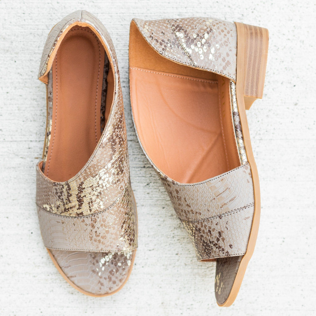 flat snake print shoes
