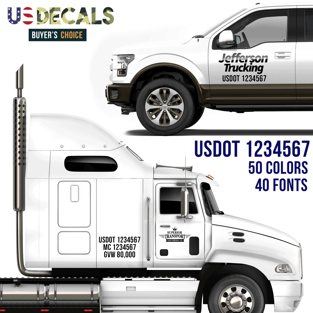 usdot truck lettering decals stickers