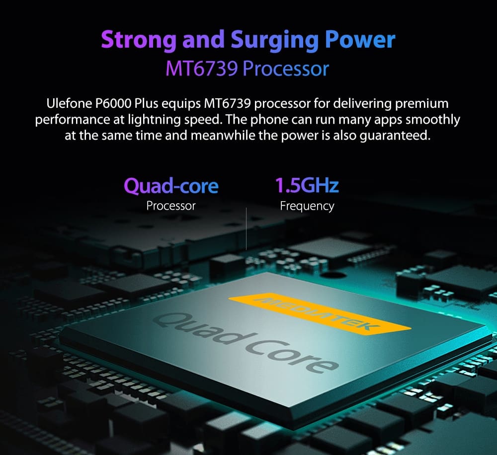 Ulefone P6000 Plus Android 9.0 6350mAh Smartphone 6.0inch Face ID HD+ Dual Camera Ouad Core Face ID 4G LTE Mobile phone