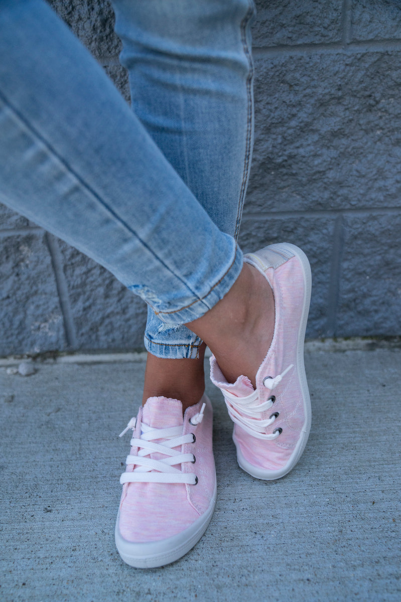 pink canvas sneakers