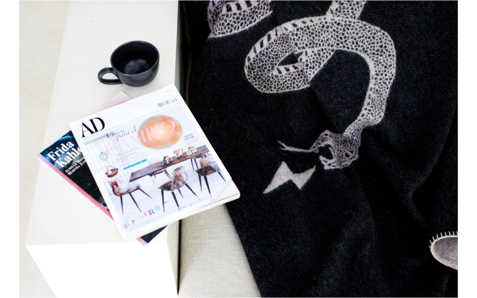 Blacksaw 100% Baby Alpaca wool art blankets best paired with coffee and Architectural Digest