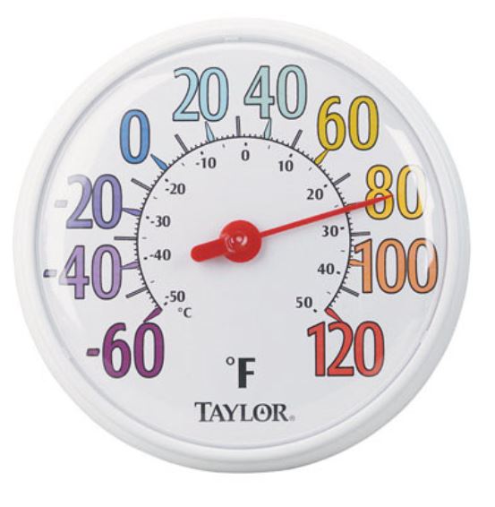 Taylor 6714 Color Trak Thermometer 13.5", White Bezel