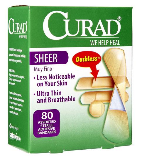 Curad Cur45243 Sheer Adhesive Bandage, 80 Count