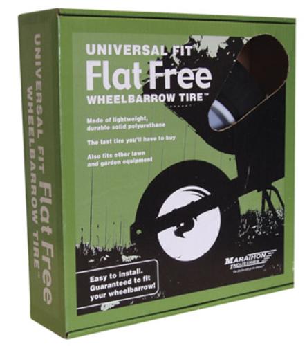 Marathon 00265 Universal Fit Flat Free Wheelbarrow Tire, 14.5" D
