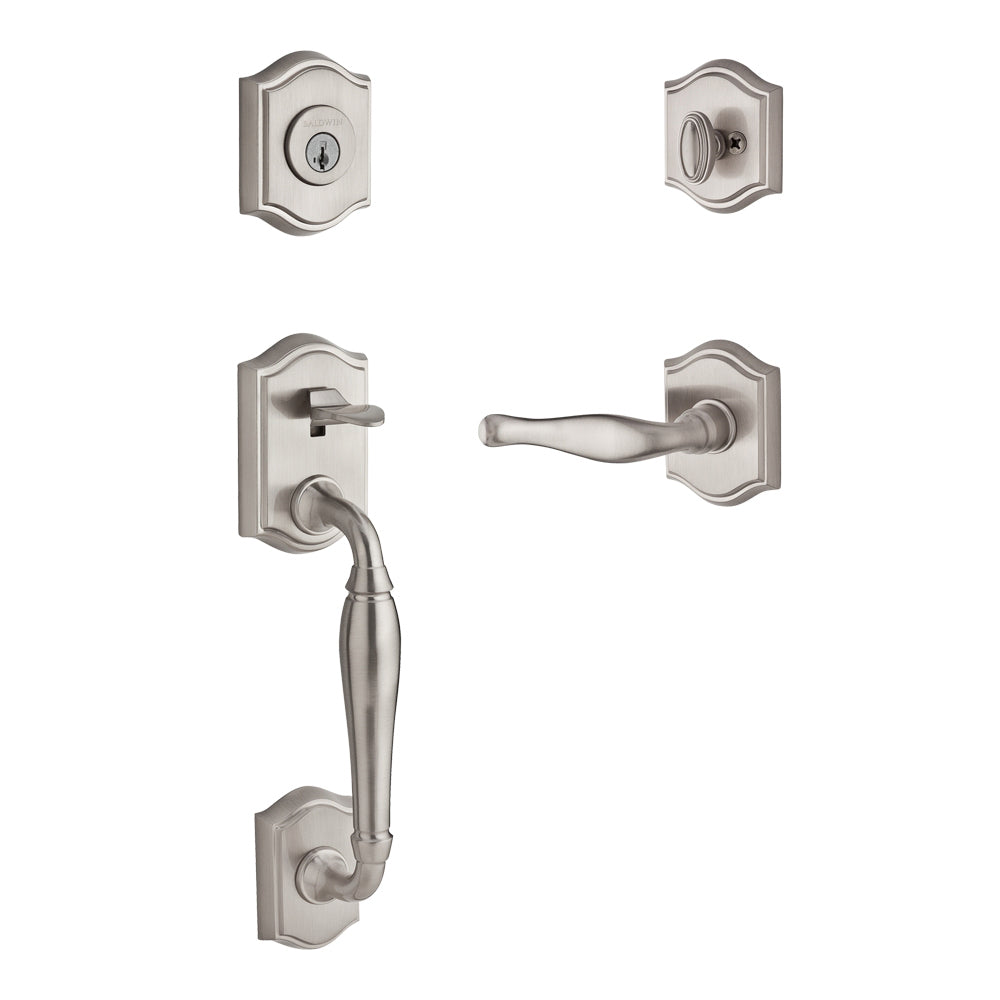 Baldwin Westcliff Decorative Lever With Traditional Arch Rose, Satin Nickel
