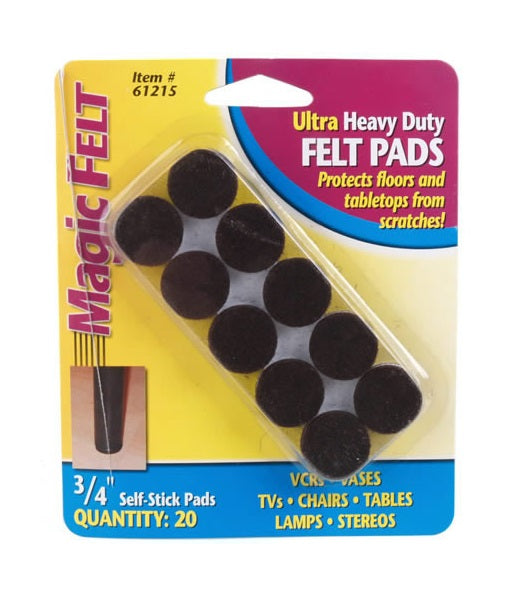 Magic Sliders 61215 Ultra Heavy-duty Self-stick Felt Pads, Brown, 3/4"