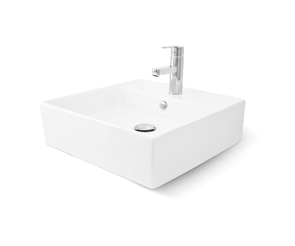 Mansfield 807010000 Razionale Square Vessel Bathroom Sink With Overflow, White