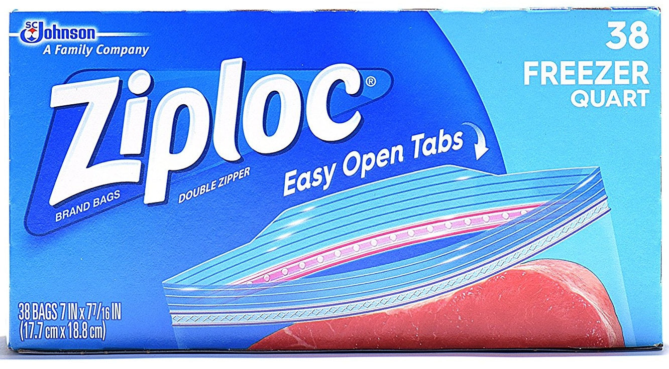 Ziploc 00381 Easy Open Freezer Bag, 1 Quart, 7" W X 7-7/16" L