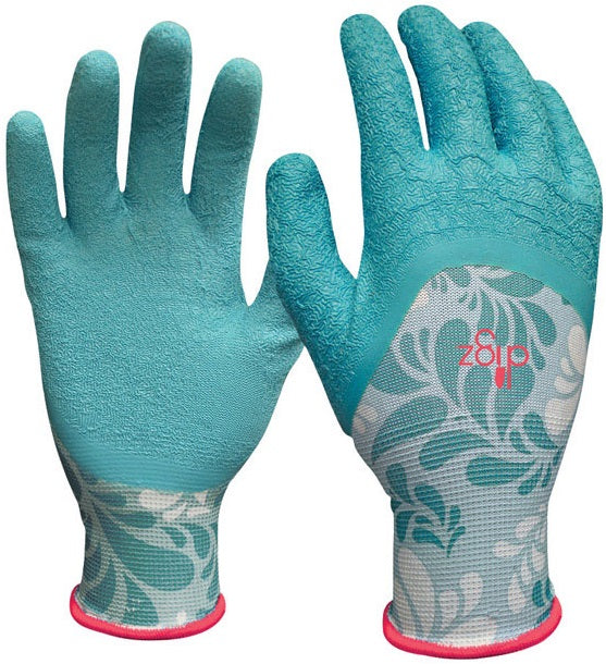 Digz 77383-26 Latex Gardening Gloves, Medium, Blue