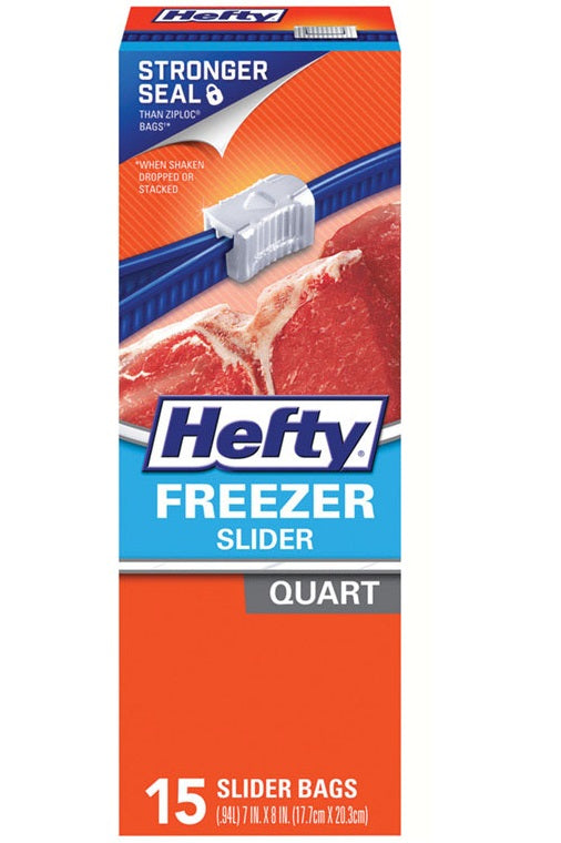 Hefty R8-2216 Freezer Slider Bag, 1 Quart