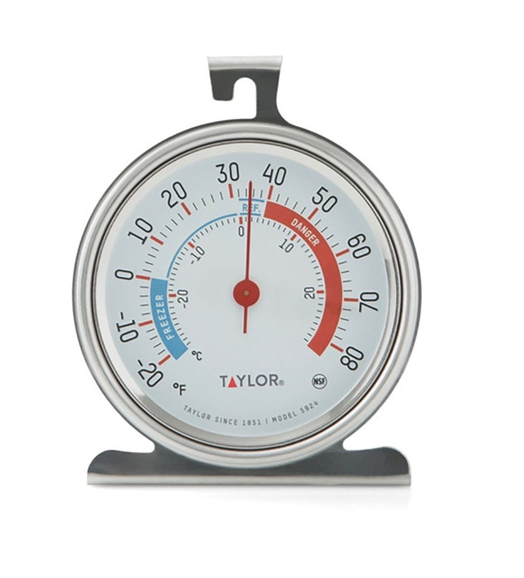 Taylor 5924 Refrigerator Thermometer, 3-1/4" X 3-3/4", Stainless Steel