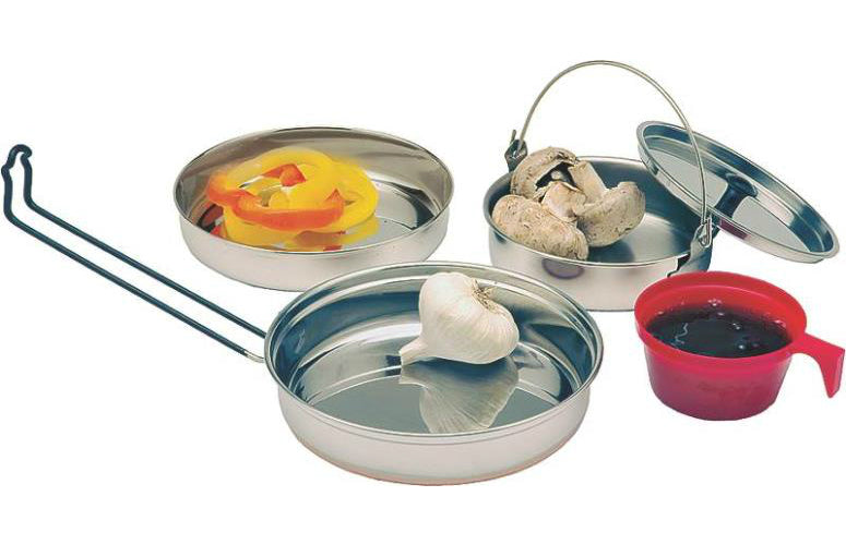 Texsport 13156 Stainless Steel Camping Cookware Mess Kit, 5 Pieces