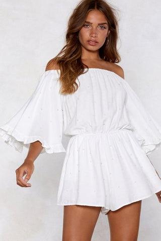 FLORAL PUFF SLEEVE ONE SHOULDER PLAYSUIT