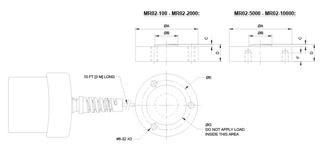 Mark-10 MR02 Dimensional Drawing