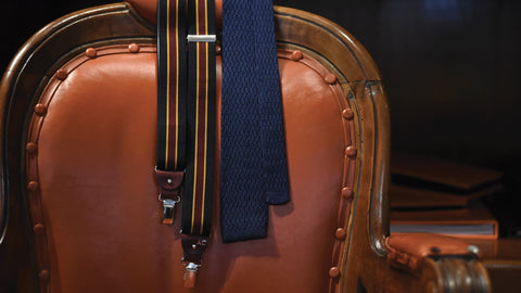 Regimental Blue Elastic Suspenders | Serà Fine Silk