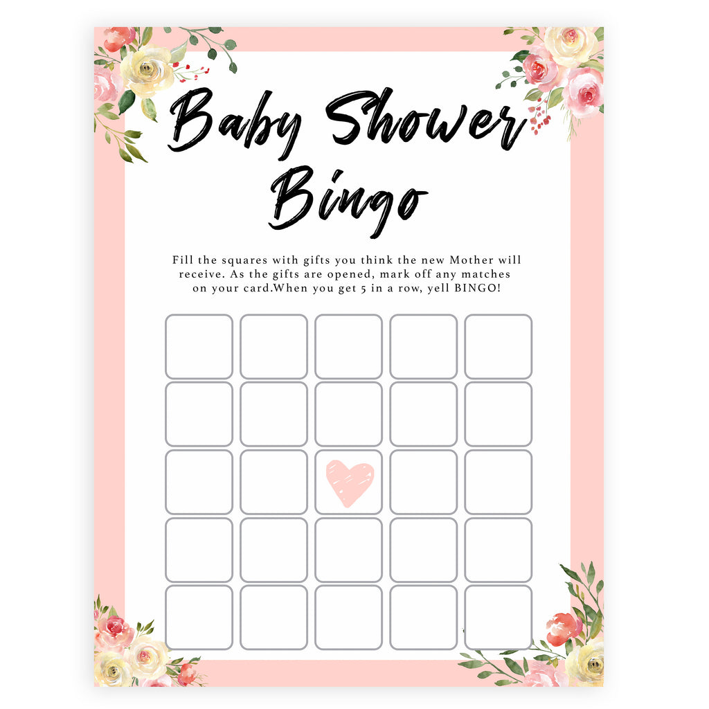 Baby Shower Bingo - Spring Floral Printable Baby Shower ...
