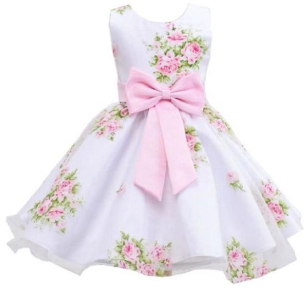 Vestido de Festa Infantil Floral com Laço - 10 a 12 anos