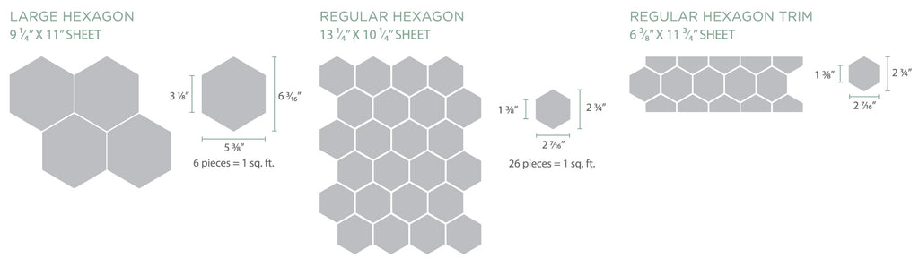 hexagon tile dimensions
