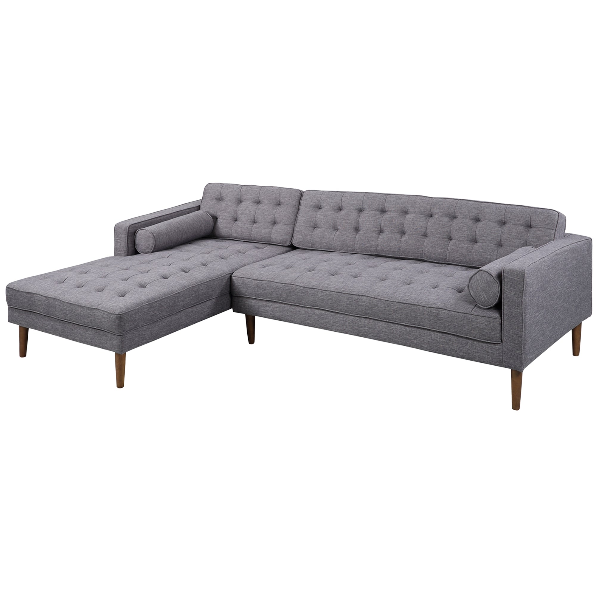 Armen Living Lcelchdgle Element Left-side Chaise Sectional In Dark Gray Linen And Walnut Legs