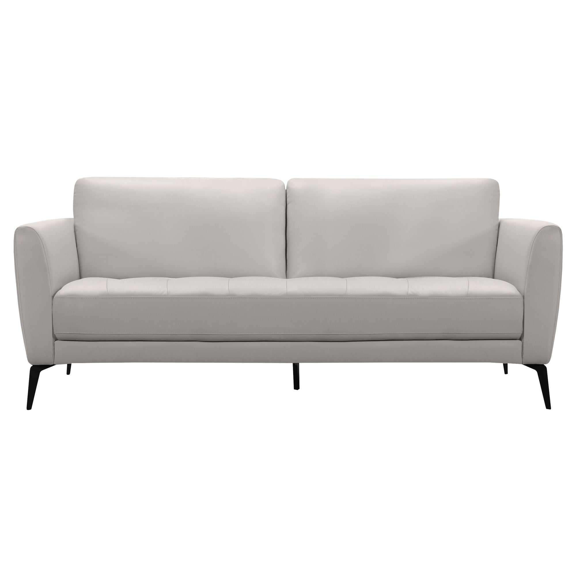 Armen Living Lchp3gr Hope Contemporary Sofa In Genuine Dove Grey Leather With Black Metal Legs