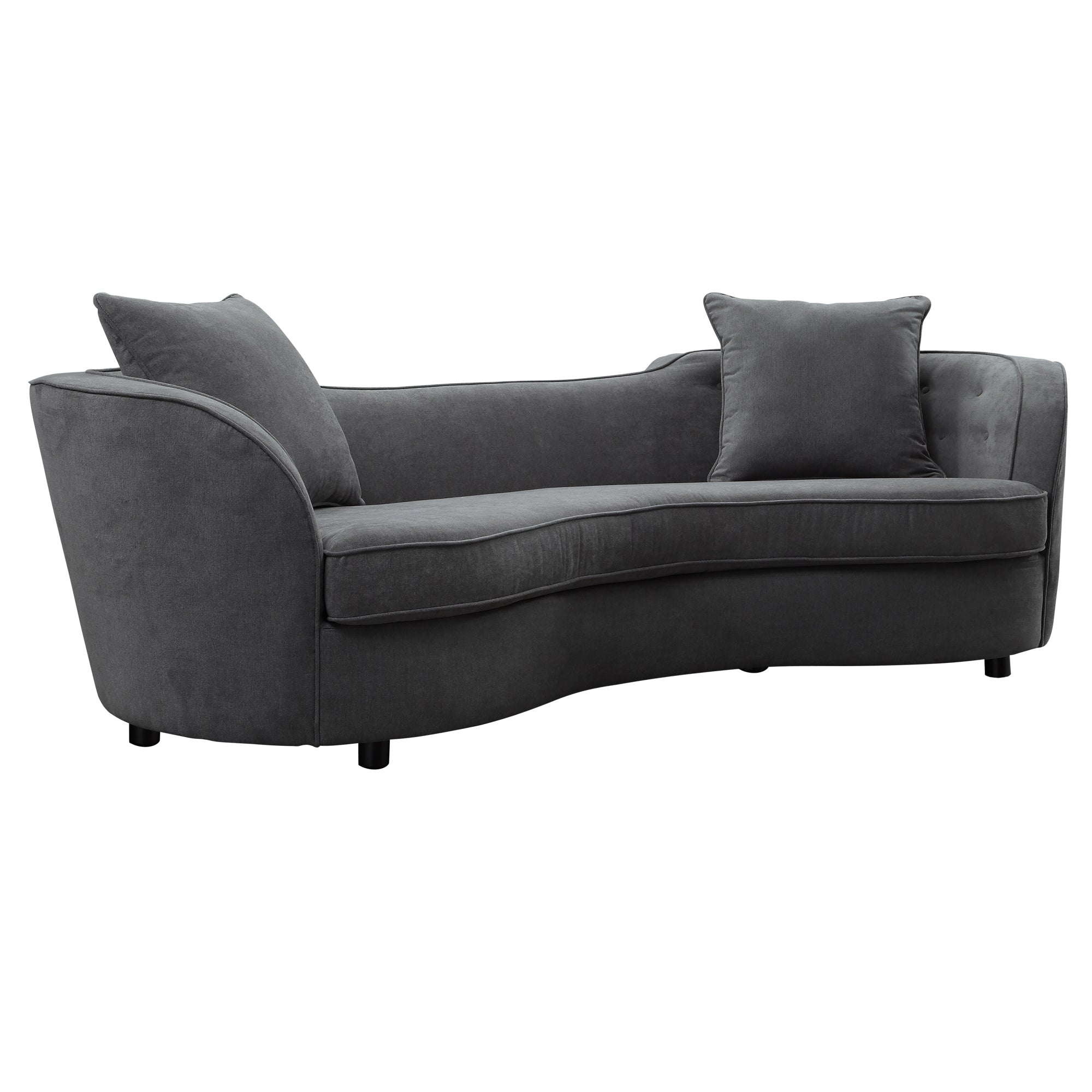 Armen Living Lcpa3grey Palisade Contemporary Sofa In Grey Velvet With Brown Wood Legs