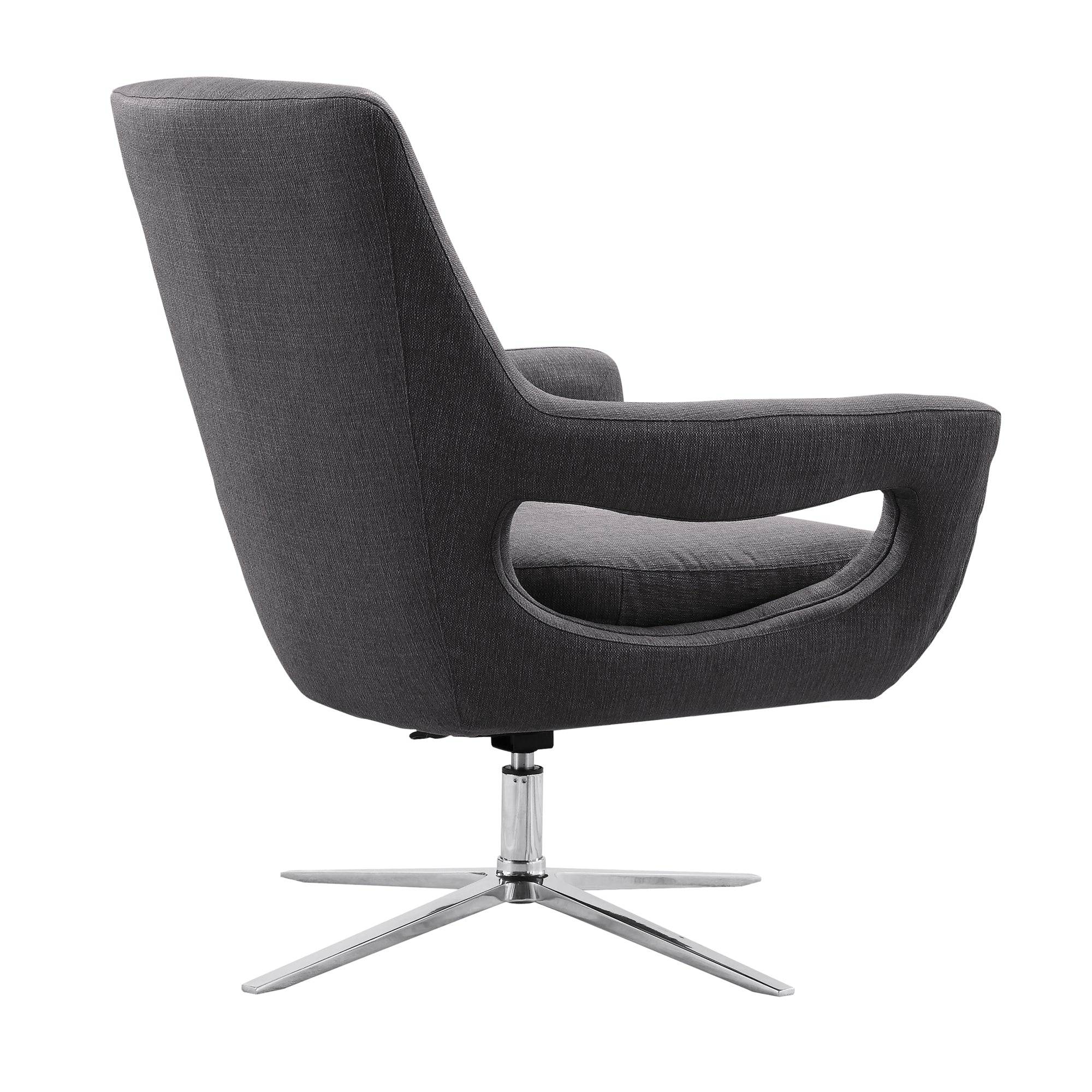Armen Living Lcquchgr Quinn Contemporary Adjustable Swivel Accent Chair In Polished Chrome Finish With Grey Fabric