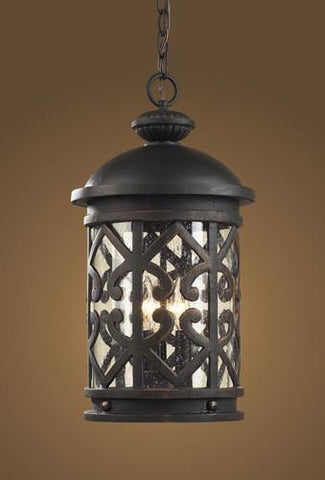 ELK Lighting 42063-3 Three Light Outdoor Pendant  In Weathered Charcoal And Clear Seeded Glass