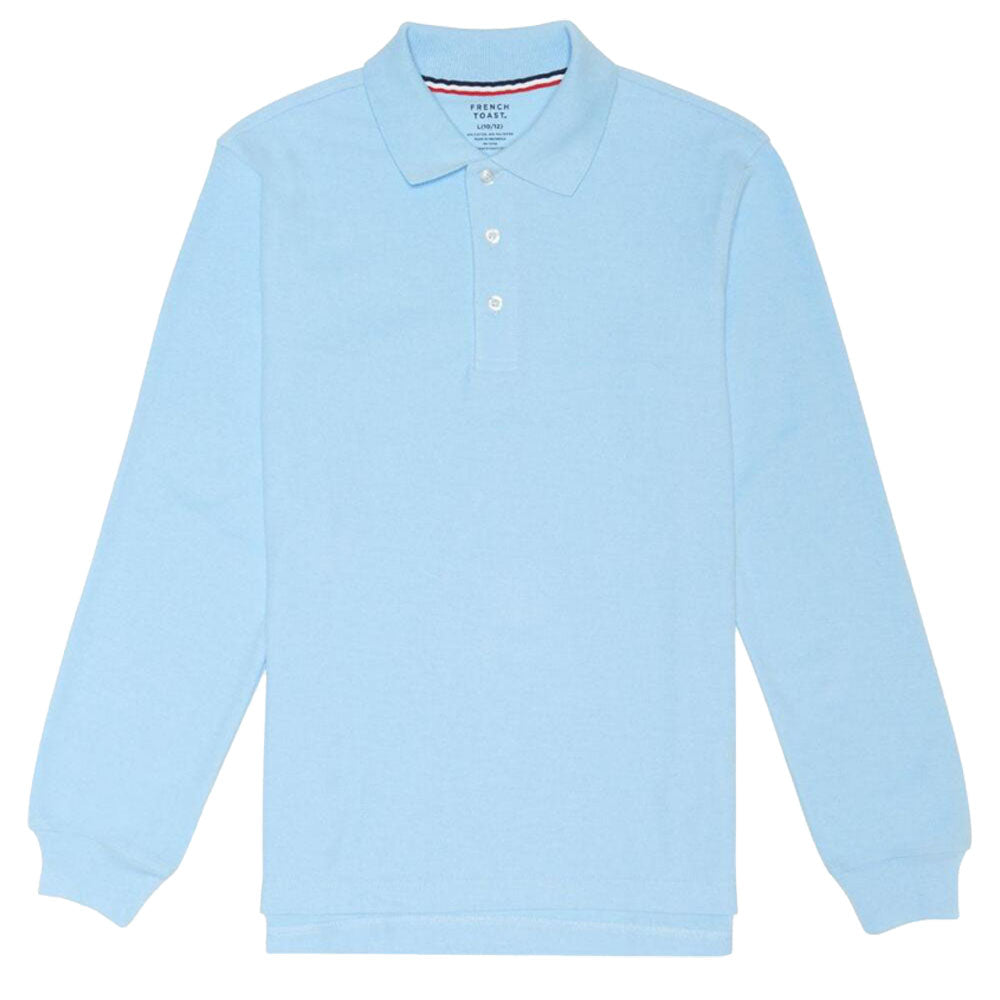 Long Sleeve Pique Polo Shirt - Boys - Light Blue – Kids For Less